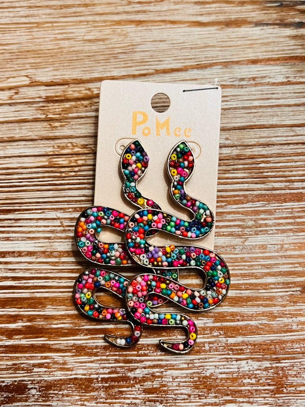 Multicolor Beaded Snake Drop Earrings